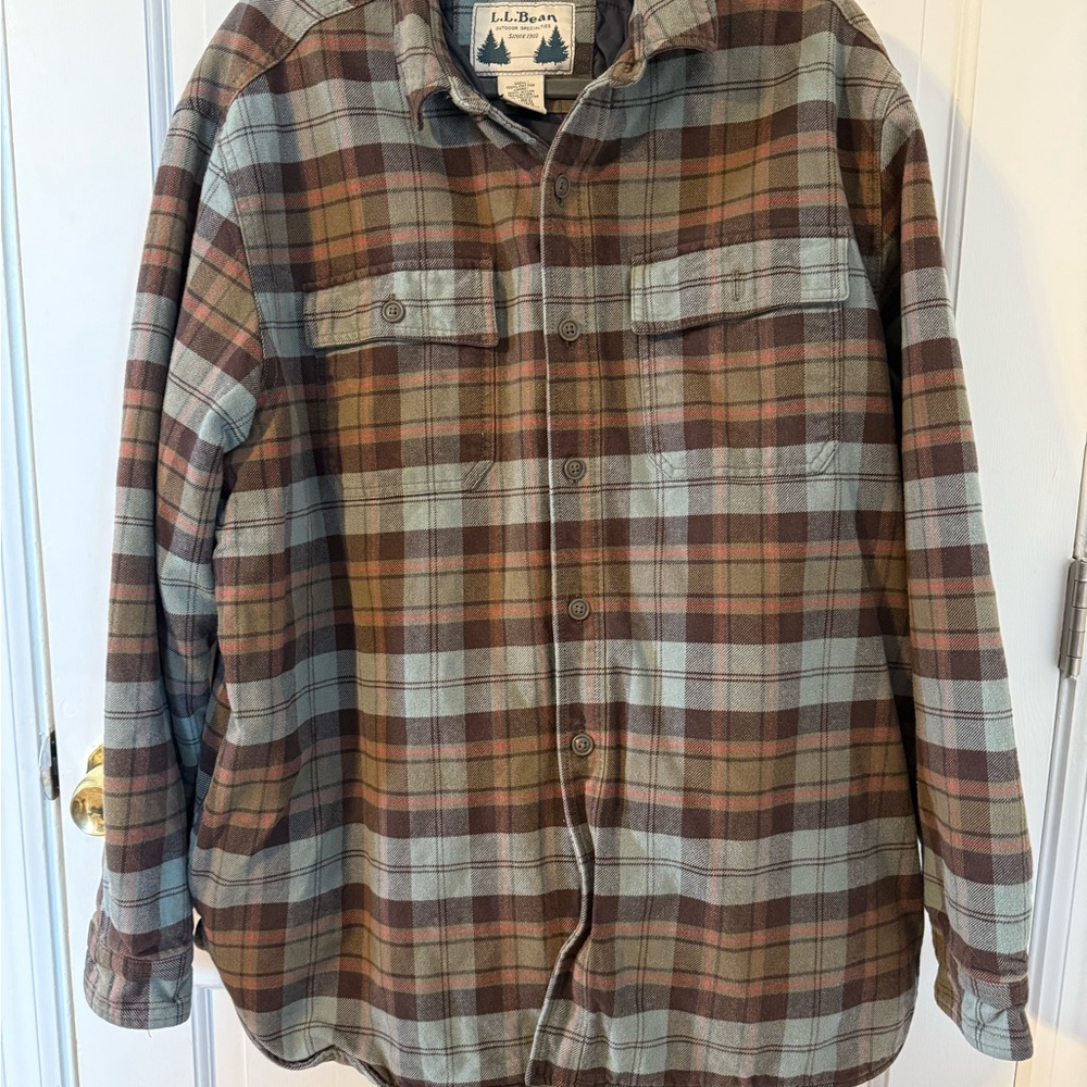 2010 L.L. Bean Men's Northwoods Shirt Jacket - Brown and Gray-